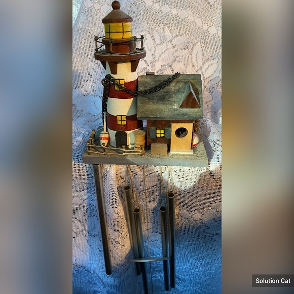 Lighthouse Nautical Wood & Metal Wind Chimes - Picture 1 of 1